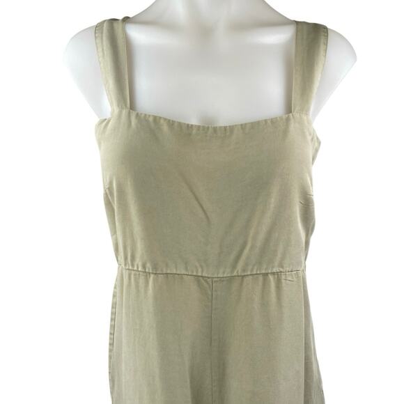 NEW Parfois Green Sleeveless Square Neck Cami Tank Wide Leg Jumpsuit Size M/L - Picture 3 of 4